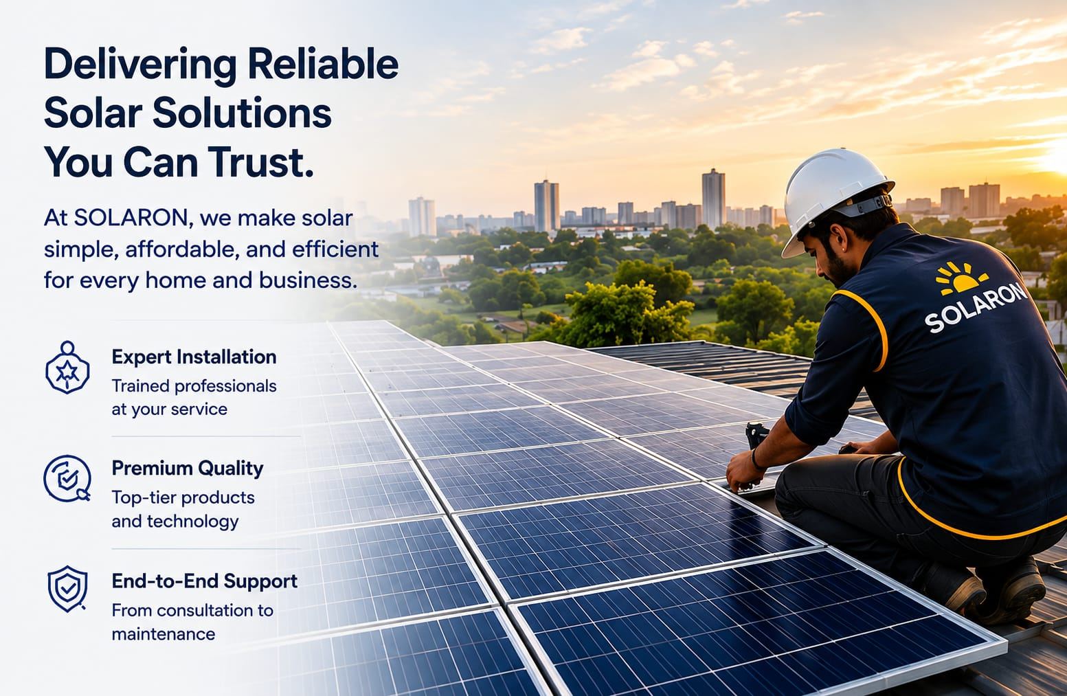 Solaron installer at work — expert installation, quality products, end-to-end support